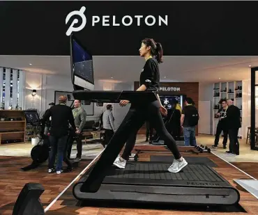  ?? Ethan Miller / Getty Images ?? Peloton said Wednesday that it will offer full refunds for the Peloton Tread+ treadmills, which cost more than $4,200, after they were linked to the death of a child and injuries of 29 others.
By Brandon Lingle