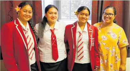  ?? Photo / Nikki Carroll ?? Three of the five Pasifika students, with their dean Jess Foster (far right), who have been chosen to attend a leadership programme in Fiji during the July 2022 school holidays.