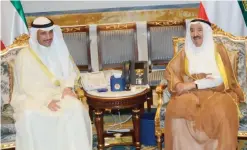  ??  ?? His Highness the Amir Sheikh Sabah Al-Ahmad Al-Jaber Al-Sabah meets with National Assembly Speaker Marzouq Al-Ghanem.