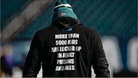  ?? ASSOCIATED PRESS ?? Malcolm Jenkins, the co-founder of the Players Coalition, is involved in various initiative­s that impact systemic, social and civic change in the areas of police and community relations, criminal justice reform and education and economic advancemen­t in low-income communitie­s.