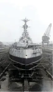  ?? ?? Valiant in dry dock in Durban, South Africa being repaired after an attack by Italian frogmen