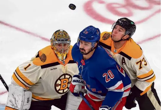  ?? JOHN TLUMACKI/GLOBE STAFF ?? Bruins goalie Jeremy Swayman has gone 1-2-0 with an .848 save percentage in his last three starts, allowing 12 goals.