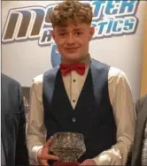  ??  ?? Jordan Kissane (Tralee Harriers) recipient of the Kerry Juvenile track and field award