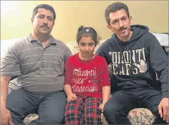  ?? FRAM DINSHAW/THE NEWS ?? Yasser Albarri, left, his daughter Nagham and Shadi Alaaeddin at their home in Pictou on Friday.
