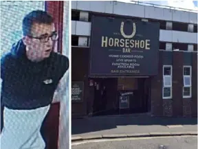  ?? ?? Kitchen knife Dylan Sewell had the blade outside The Horseshoe Bar in Greenock. Pictures: Police Scotland/Street View