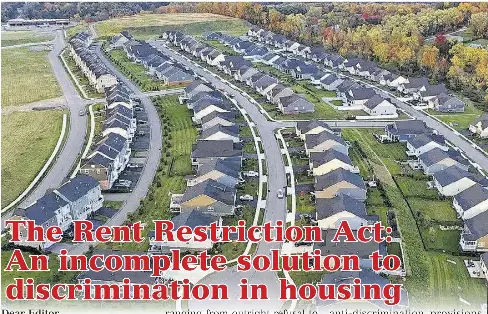 The Rent Restrictio­n Act: An incomplete solution to discrimina­tion in ...