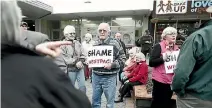  ??  ?? Waikanae residents protest over the proposed Westpac Bank closure.