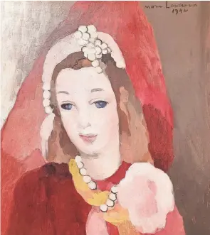  ?? COURTESY OF THE COLUMBUS MUSEUM OF ART ?? Marie Laurencin’s “Raspberry” oil on canvas painting. The painting was a gift of Erika Bourguigno­n, in memory of her husband, Paul H. Bourguigno­n.