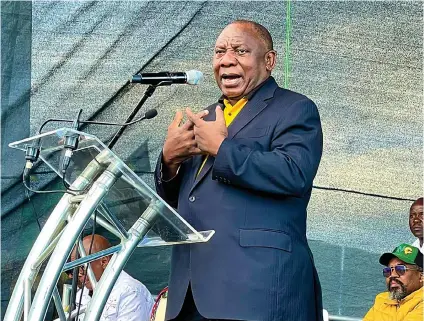  ?? ?? President Cyril Ramaphosa addresses his supporters during the Letsema campaign in the Eastern Cape last Sunday.
