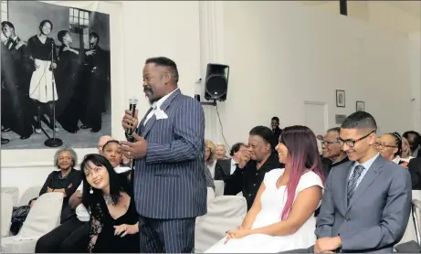  ??  ?? PROUD SON: Dali Tambo shares his memories of his father during the event at the Trevor Huddleston CR Memorial Centre in Sophiatown on Wednesday.