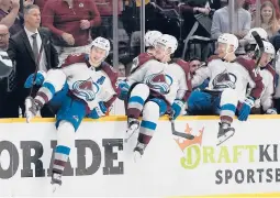  ?? MARK HUMPHREY/AP ?? Avalanche players head back onto the ice Monday night to celebrate the team’s sweep of the Predators. The Avs outscored the Preds 21-9 in the first-round series.