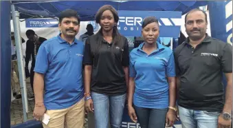  ??  ?? L-R: Country Marketing Manager, Fero Mobile, Mr. Ratnesh Prasad ; Sales Consultant, Ms. Omini Natalie; Sales Consultant, Ms. Otun Omobolanle and Sales Manager, Fero Mobile, Mr. Pandian Annamalai, at the Fero activation stand during the May Day worker’s...