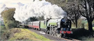  ??  ?? Tornado comes storming in to the East Lancashire Railway this Easter