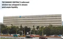  ??  ?? THE BANGKO SENTRAL’S rediscount window was untapped in January amid ample liquidity.