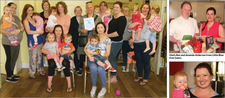  ??  ?? The Craanford-Monaseed parent and toddler group held a cookery demonstrat­ion at Craanford Community Centre. Chefs Ben and Amanda Anderson from Little Blue Cow Cakes. Sarah Deveney with her daughter Quinn.