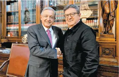  ?? ESPECIAL ?? AMLO se reunió con Jean-Luc Mélenchon, líder del movimiento Francia Insumisa.