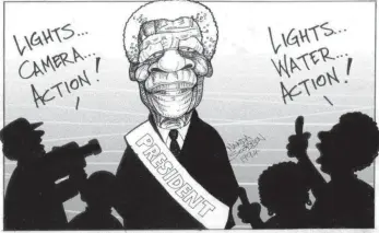  ?? ?? THIS was the first cartoon Nanda Soobben did, when Nelson Mandela became president 30 years ago.