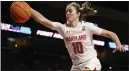  ?? NICK WASS — THE ASSOCIATED PRESS ?? Maryland guard Abby Meyers helped the Terrapins cruise to a first-round win, but she was also cheering on her former team, Princeton, as it upset N.C. State.