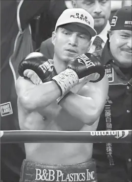  ?? Ethan Miller Getty Images ?? “YOU’VE got to keep your eye on the prize, always want more and never settle for what you have,” says Mikey Garcia, shown savoring his January victory.