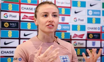  ?? Photograph: Damien Eagers/PA ?? Leah Williamson was an unused substitute during England’s opening Euro 2025 qualifier against Sweden on Friday.