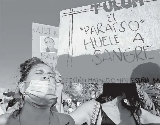  ?? ARACELI LÓPEZ ?? Cientos de mujeres en Tulum se manifestar­on contra el abuso policiaco.