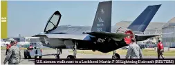  ??  ?? U.S. airmen walk next to a Lockheed Martin F-35 Lightning II aircraft (REUTERS)