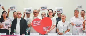  ?? OFFICE OF SENATOR RISA HONTIVEROS ?? LEADERS of a newly formed coalition against Charter change launched their agenda on Valentine’s Day, saying a weak Philippine economy is a result of bad governance and should not be blamed on the 37-year-old Constituti­on.