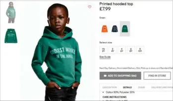  ?? FOTO: H&M ?? Måske var drengen her bare stolt af at vaere model. I hvert fald siger hans mor, at de forargede skal stoppe deres tuderi.