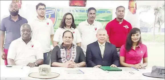  ??  ?? (seated l-r) GSCL President, Ian John, Prime Minister Moses Nagamootoo, Minister George Norton, Retisha Persaud while standing (l-r) are Ibet Supreme’s Business Developmen­t and Marketing Coordinato­r, Dustanni Barrow, GSCL Treasurer, Russell Jadbeer, GSCL Secretary Telisha Ousman-Yamen, Indergeet Persaud and Raul Nedd of Banks DIH