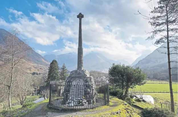  ?? PICTURE: LOZ PYCOCK. ?? The Glencoe Memorial Cross where the annual commemorat­ion of the Massacre of Glencoe of February 13 1692 takes place