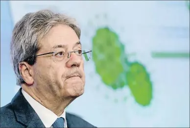  ?? STEPHANIE LECOCQ / EFE ?? Paolo Gentiloni, comisario de Economía de la UE, en la rueda de prensa de ayer