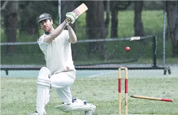  ??  ?? Hallora’s Michael Harrison shows his disappoint­ment as he is bowled by Jindick’s Nicholas Bagnall.