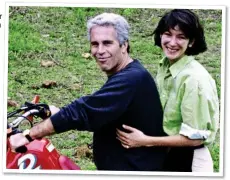  ?? ?? smitten: A younger Ghislaine Maxwell with Jeffrey Epstein on a motorbike