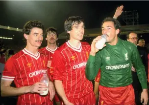  ??  ?? Ian Rush, Alan Hansen and Bruce Grobbelaar of Liverpool in 1984.