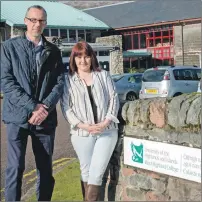  ?? Photograph: Abrightsid­e Photograph­y. ?? Health and Social Care course leader Andy Gibb with Elaine Stoddart outside Fort William college.