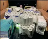  ??  ?? CLEANED OUT: The haul of scarce loo roll