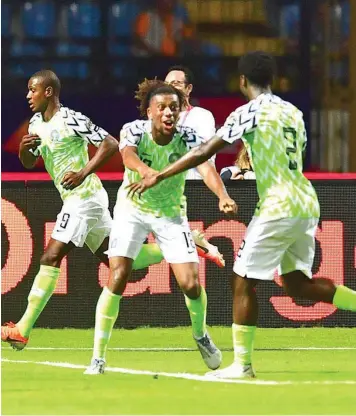  ??  ?? The Super Eagles have assured Nigerians of more reasons to celebrate when they meet Madagascar in their last Group B game in Alexandria, Egypt… today. PHOTO: AFP