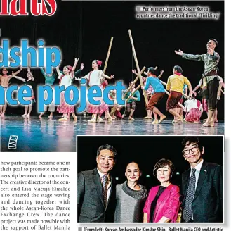  ??  ?? Performers from the Asean-Korea countries dance the traditiona­l ‘ Tinikling’