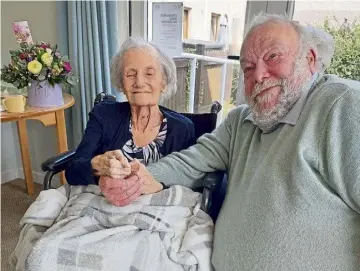  ?? ?? BIRTHDAY MILESTONE: Mrs Bonner with her son, Ian; in the garden with late husband Frank; and enjoying a visit from the Lord Lieutenant of Banffshire, Andrew Simpson.