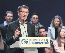  ?? FABIÁN SIMÓN / EP ?? Alberto Núñez Feijóo, ayer en un acto en Zaragoza.