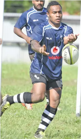  ?? Photo: Ronald Kumar ?? Vodafone Flying Fijians wing Benito Masilevu during training at Thomson Park in Navua.