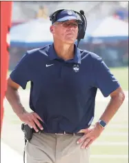  ?? Gary Kazanjian / Associated Press ?? UConn coach Randy Edsall looks on last week during the Huskies game against Fresno State. The Huskies fell to 0-2 after falling to Holy Cross on Saturday.