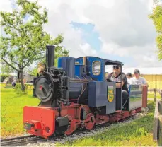  ?? FOTO: DIANA EZEREX ?? Eisenbahnl­iebhaber durften beim Dampffest in Kürnbach mit den Lokomotive­n eine Runde drehen.