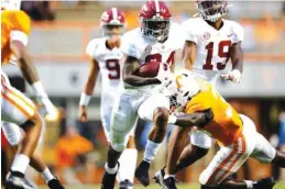  ?? ALABAMA PHOTO BY KENT GIDLEY ?? Alabama redshirt freshman running back Trey Sanders is expected to miss the rest of the regular season with injuries he sustained last Friday in an automobile accident.