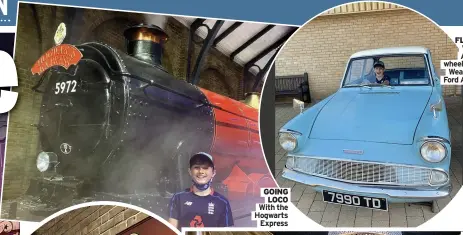  ?? ?? GOING LOCO With the Hogwarts Express
FLYING VISIT At the wheel in Mr Weasley’s Ford Anglia