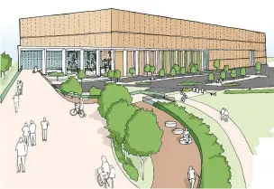  ?? ?? A sketch of the plans to build car parks next to the new HS2 Interchang­e