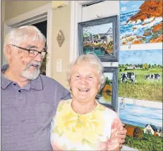  ?? SALLY COLE/THE GUARDIAN ?? Dr. Tom Scantlebur­y credits Marion, his wife of 61 years, for helping him realize his dream of becoming a painter. The couple has five children.