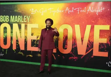  ?? AP PHOTO/CHRIS PIZZELLO ?? Ziggy Marley, son of reggae legend Bob Marley, poses at the premiere of the film “Bob Marley: One Love,” Feb. 6 in Los Angeles.