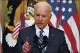  ?? EVAN VUCCI — THE ASSOCIATED PRESS ?? President Joe Biden speaks during a news conference in the East Room of the White House in Washington on Thursday.