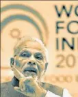  ?? PTI ?? Narendra Modi addressing the gathering at the inaugural session of World Food India 2017 in New Delhi